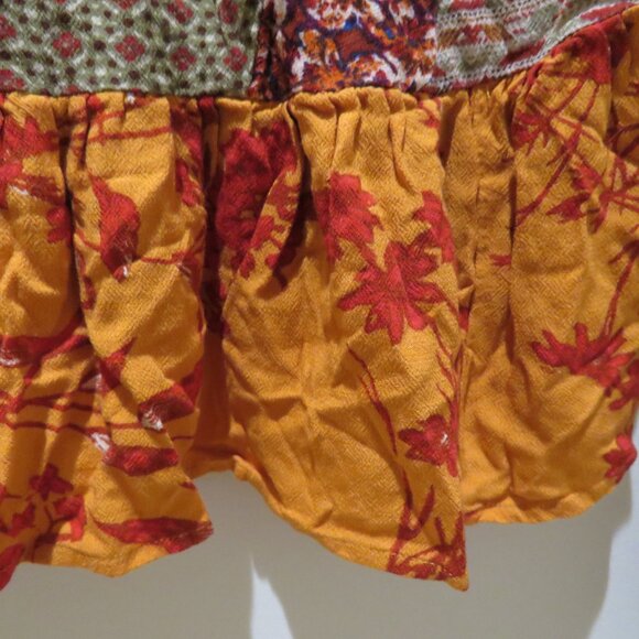 FREE PEOPLE Aloha State of Mind Tunic Top Patchwork Boho Swing Festival Cropped - Picture 13 of 14